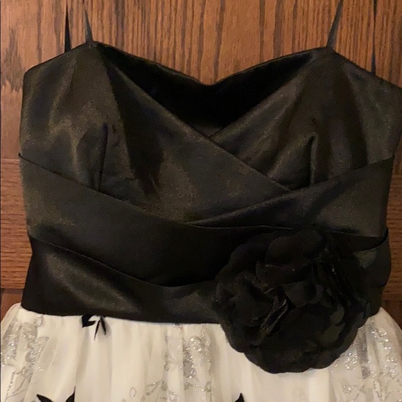 Strapless Black and White Sparkly Homecoming Dress - Picture 3 of 5